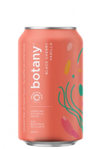 Agua botánica con gas de vainilla y cereza negra